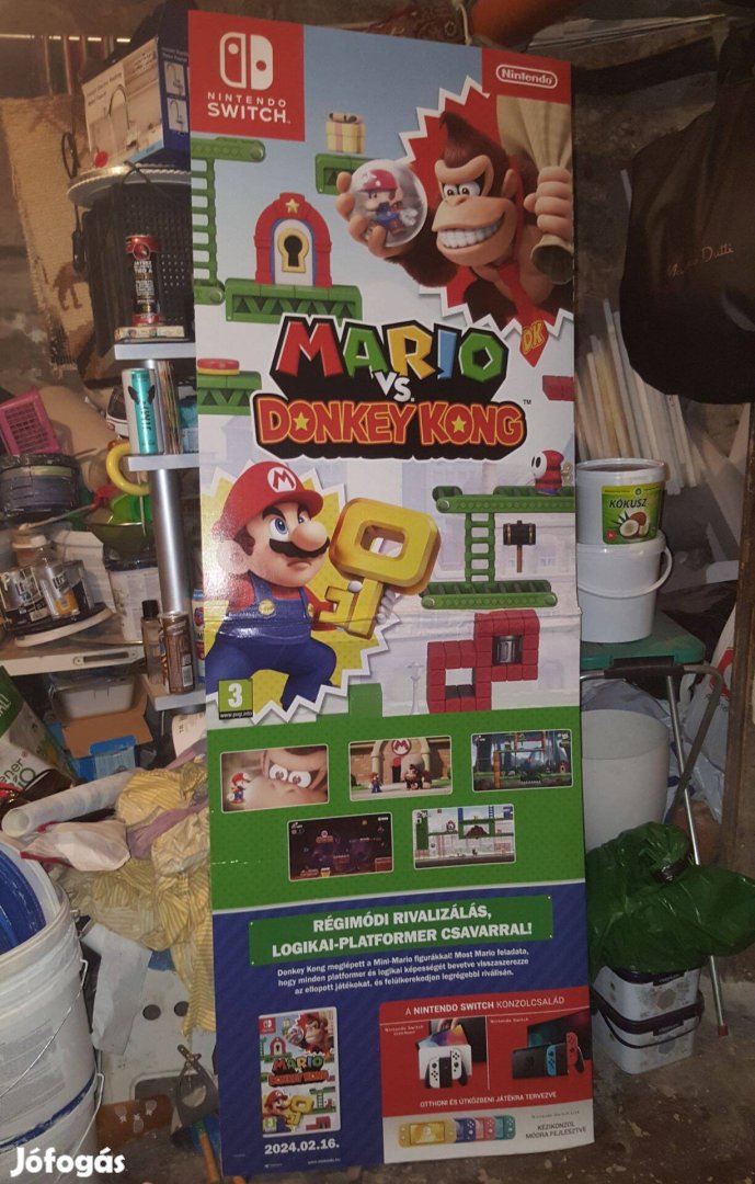 2 méteres Mario vs Donkey Kong Karton Tábla Dekoráció