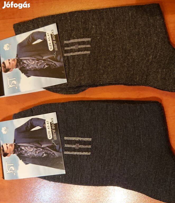 2 pár sötétszürke pamutzokni 43-47 méretben 100 pamut új!