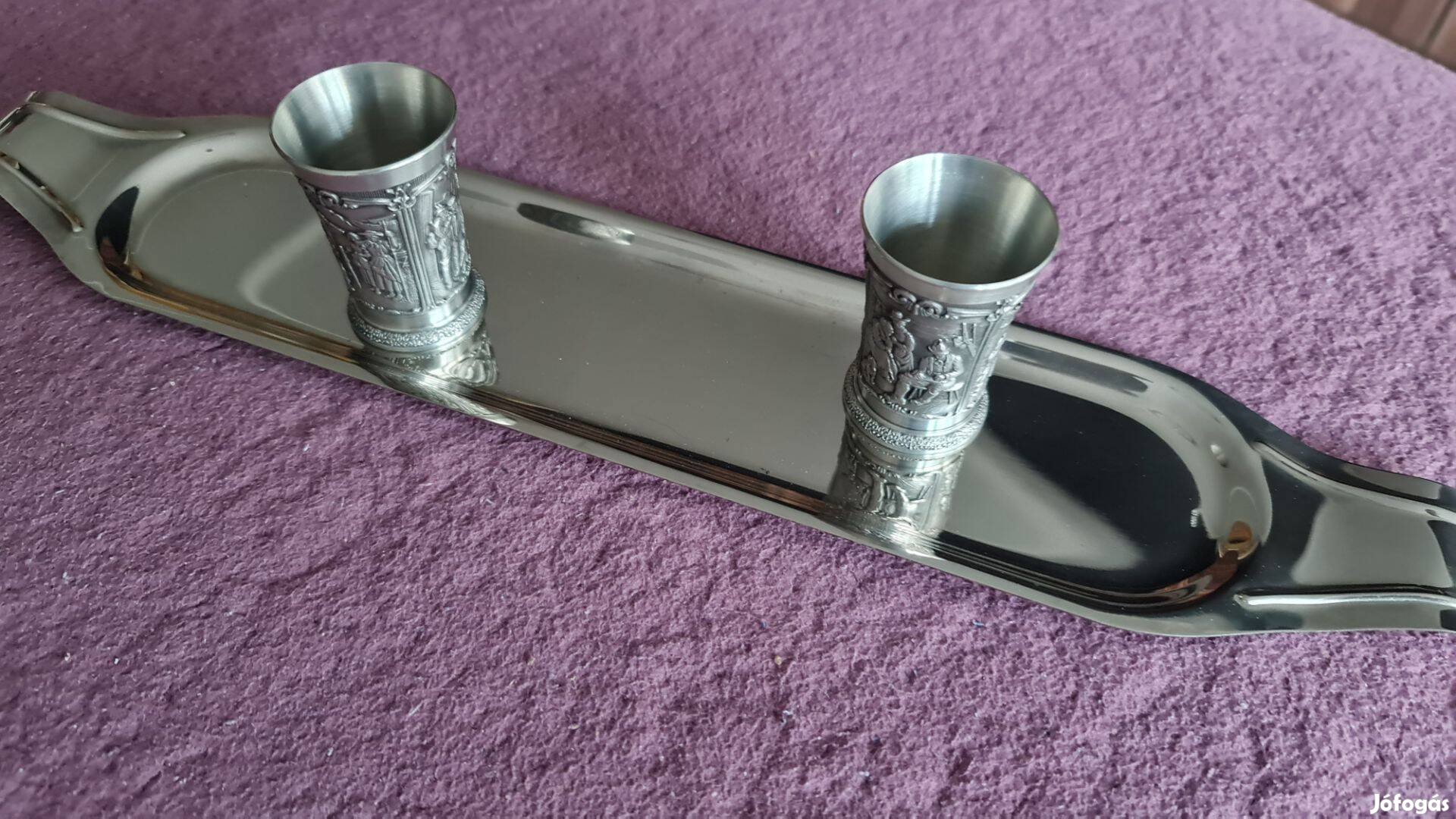 2 pohár tálca szett alpakka