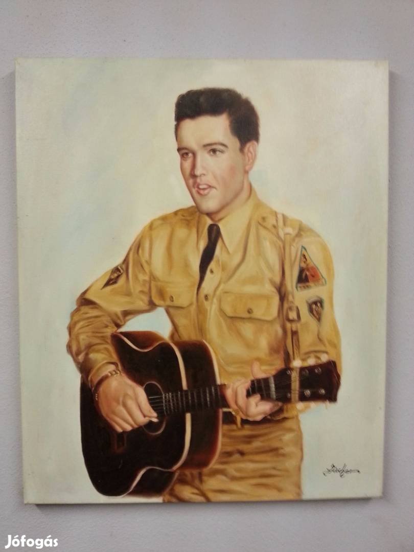 2 ritka Elvis Presley festmény: gitár / előadás olajfestmény szignált