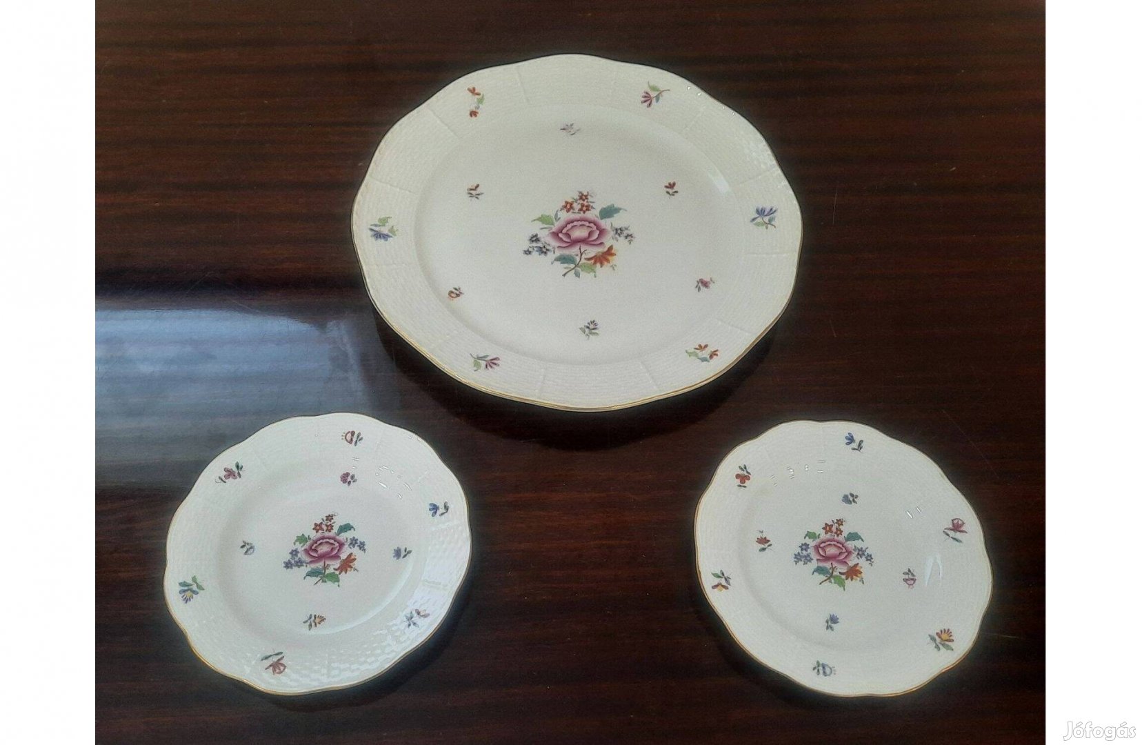 2 szem. Herendi Nanking Bouquet mintás porcelán süteményes készlet