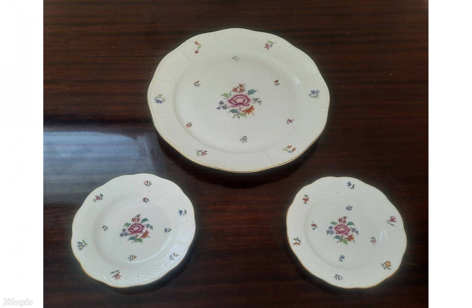 2 személyes Herendi Nanking Bouquet mintás porcelán süteményes készlet