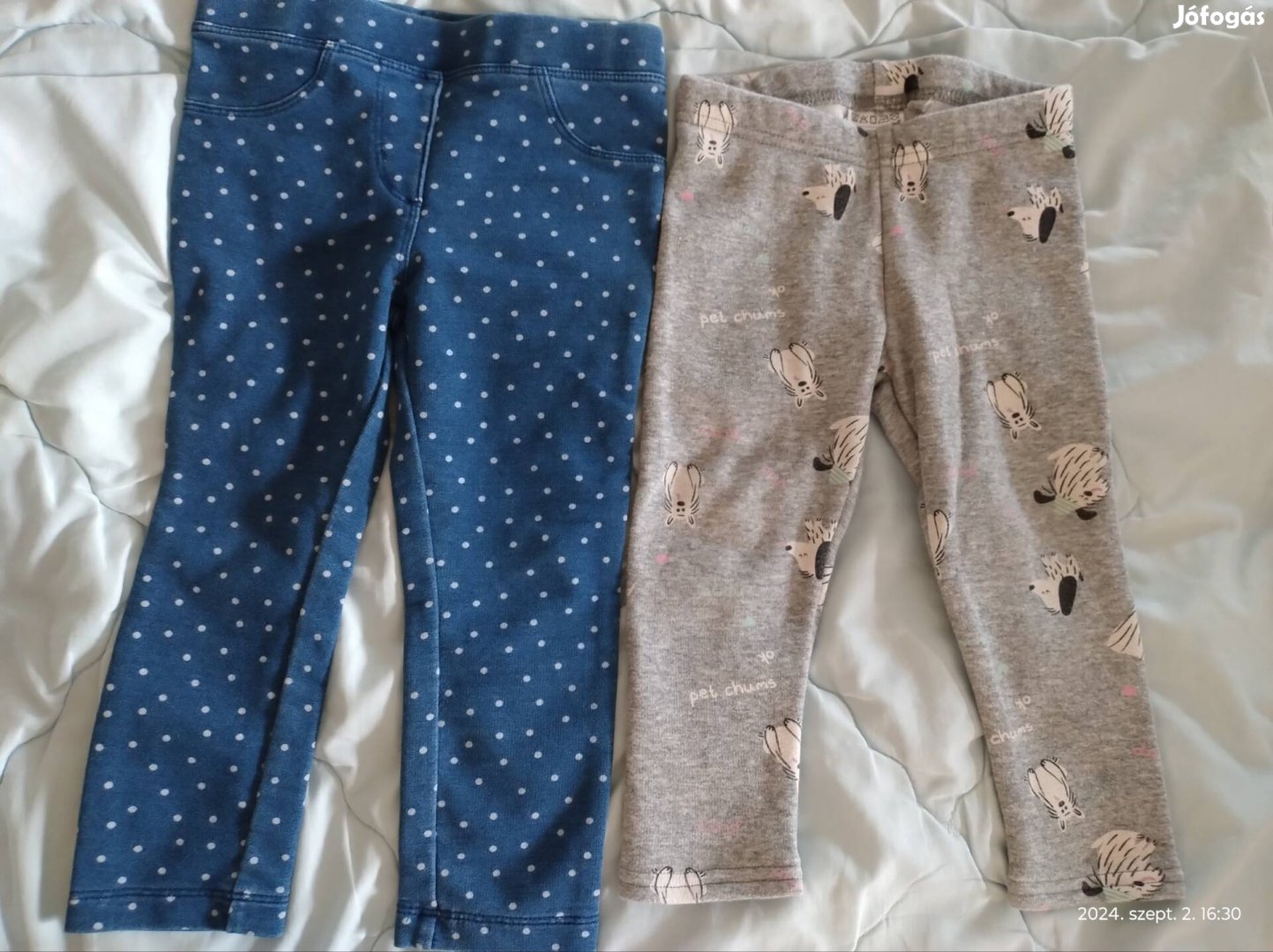 2 újszerű kislány leggings 86/92 eladó 