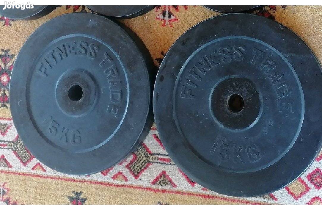 2 x 15 kg gumírozott súlyzó tárcsa, 31mm Fitness Trade Súly