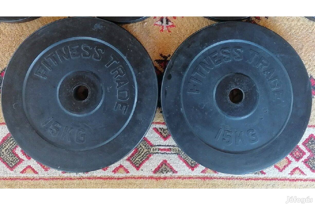 2 x 15 kg gumírozott súlyzó tárcsa, 31mm Fitness Trade Súly