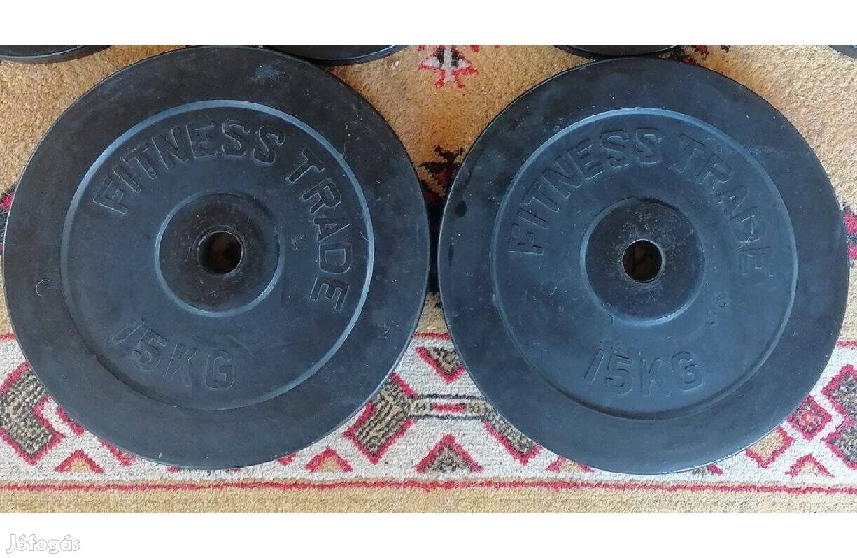 2 x 15 kg gumírozott súlyzó tárcsa, 31mm Fitness Trade Súly