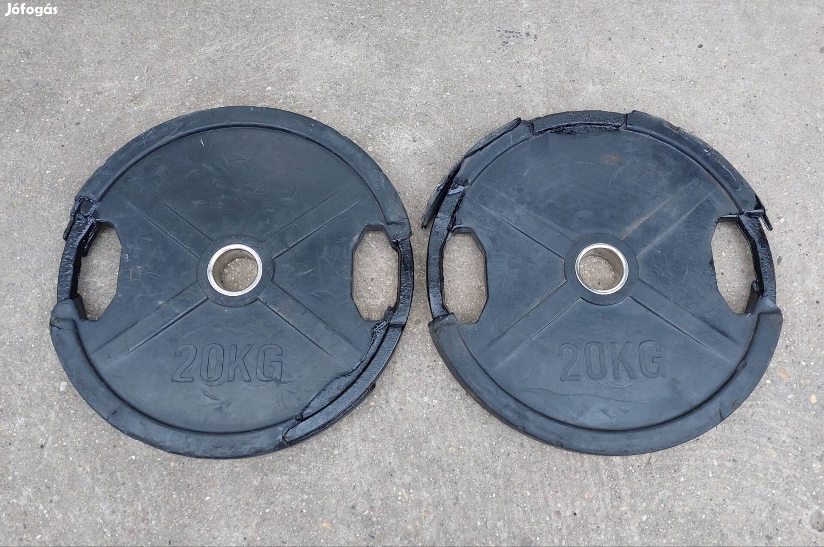 2 x 20 kg sérült gumírozású súlyzó tárcsa 51 mm