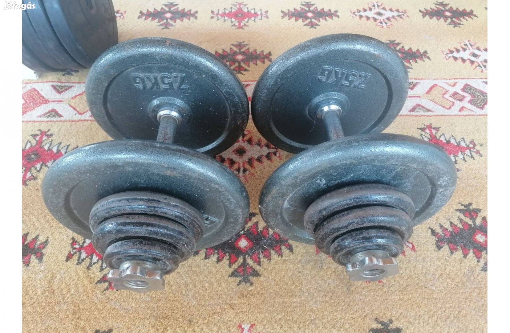 2 x 24 kg súlyzó, 25mm gyári fém súly