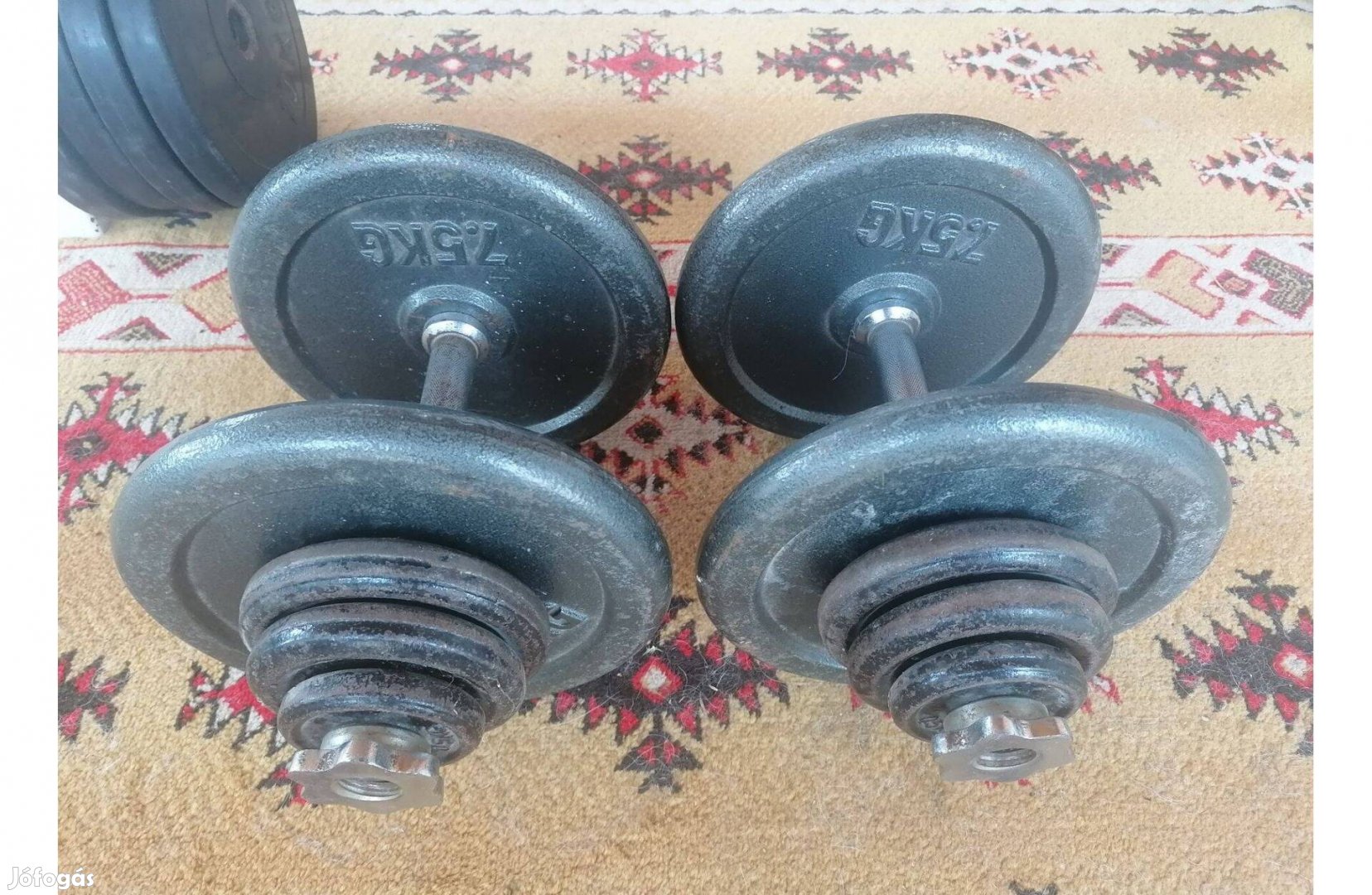 2 x 24 kg súlyzó, 25mm gyári fém súly