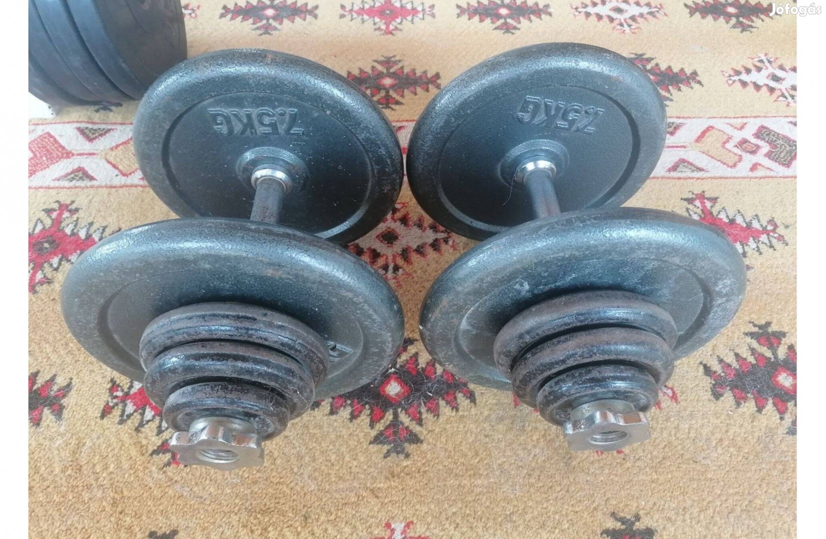 2 x 24 kg súlyzó, 25mm gyári fém súly