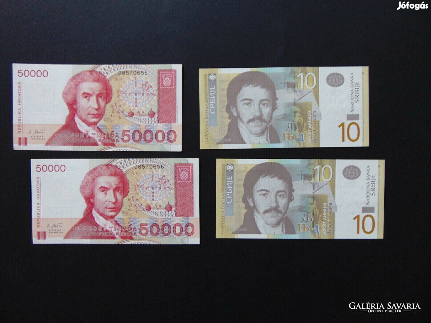 2 x 2 darab dinár bankjegy Sorszámkövető - Hajtatlan Kép