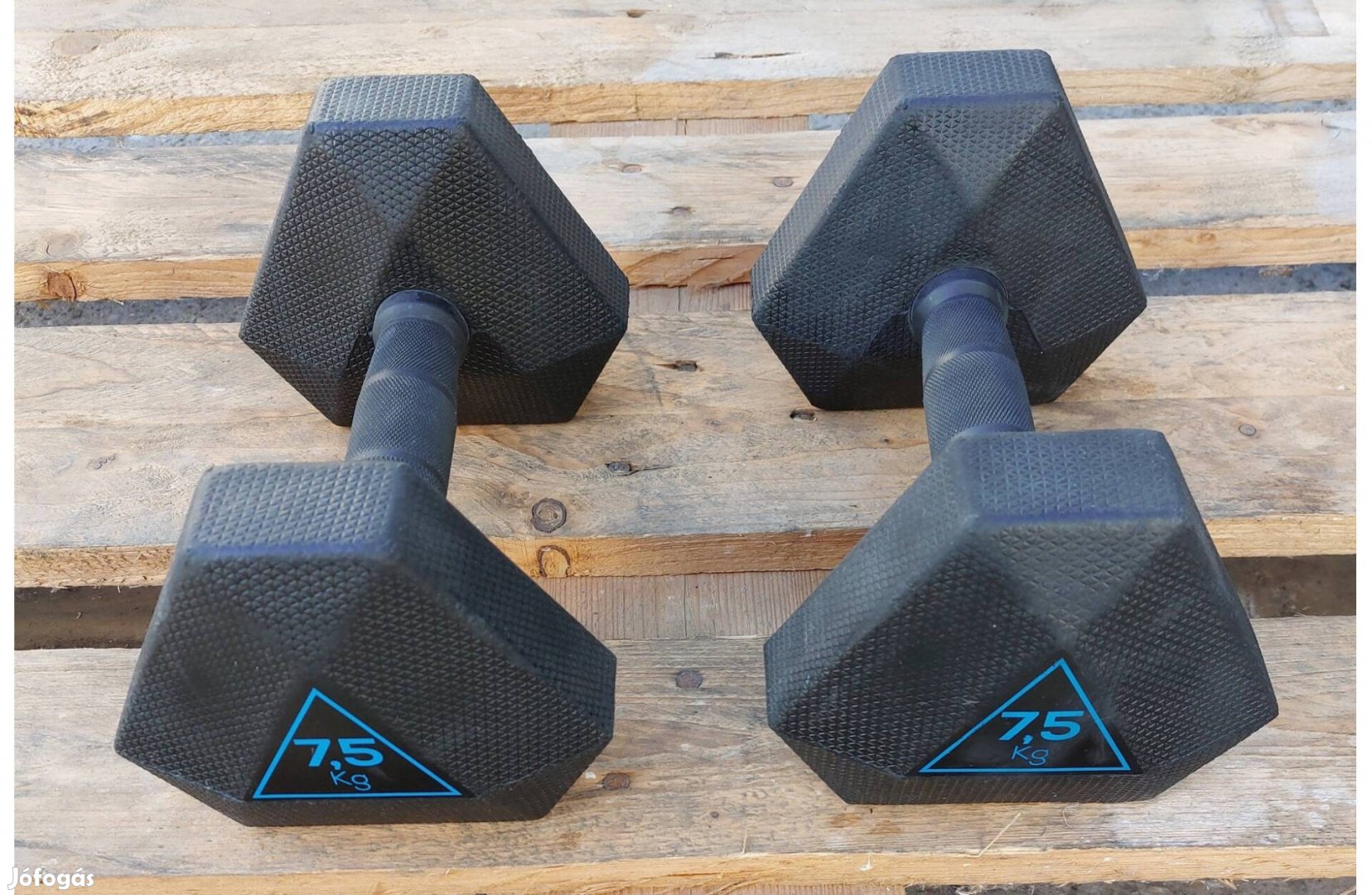 2 x 7,5 kg Domyos gumírozott egykezes súlyzó