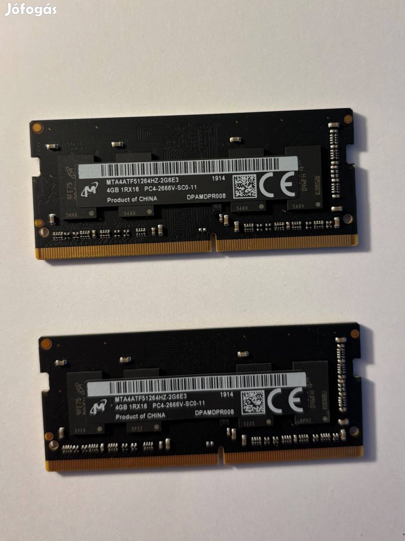 2 x Micron 4GB DDR4 2666MHz memória eladó