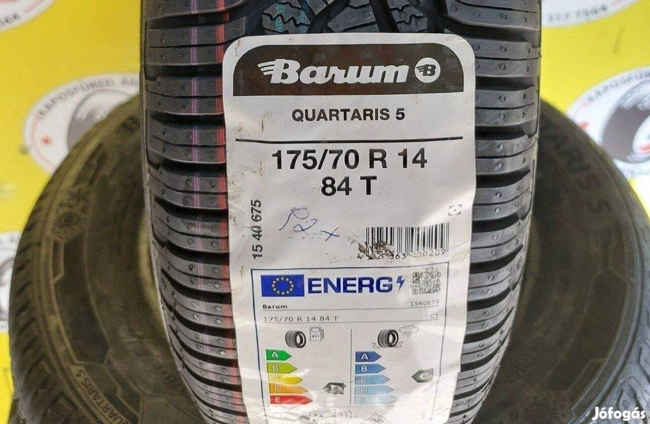 2db 175/70 r14 Új Barum 4évszakos gumi 2021 20000ft/db