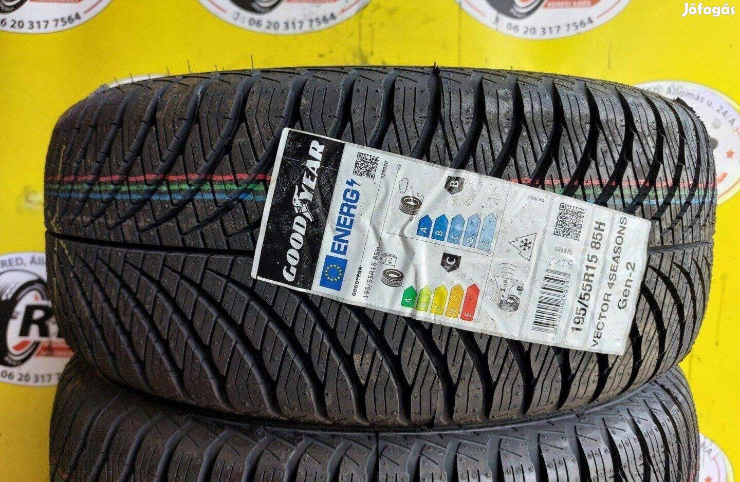 2db 195/55 r15 Új Goodyear 4évszakos gumi 2021 30000ft/db