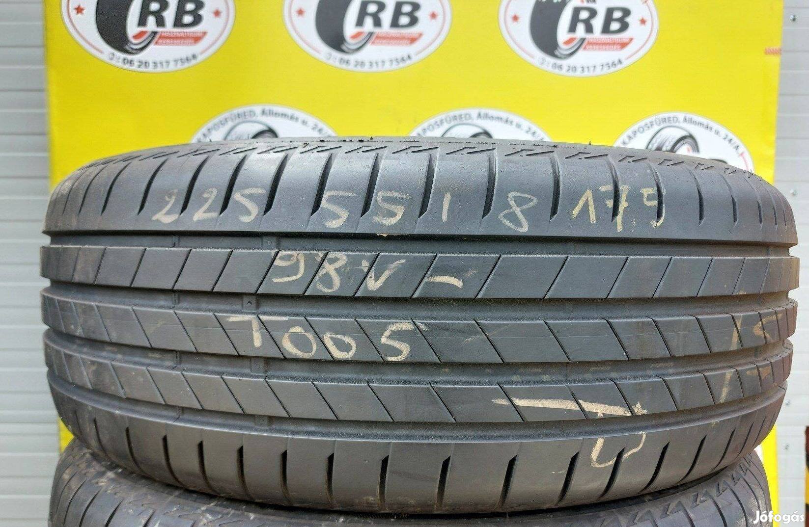 2db 225/55 r18 Bridgestone Turanza T005 nyári 7,5mm 2020 30000ft/db