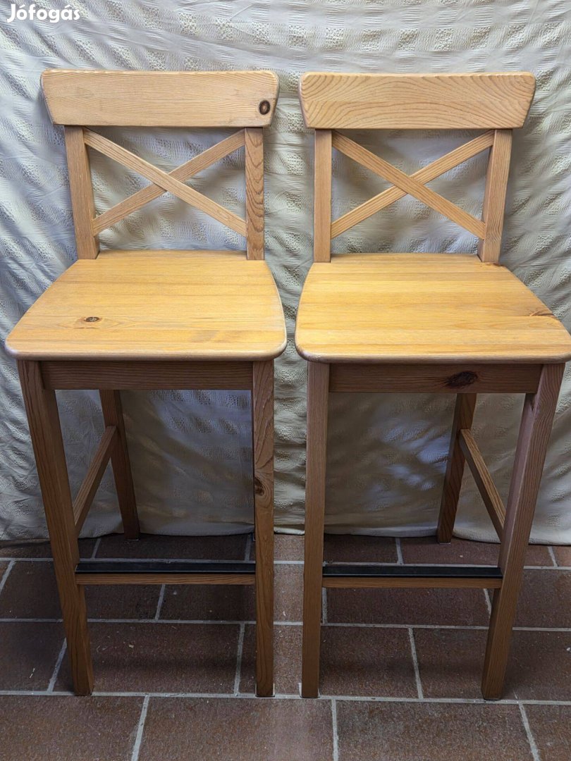 2db IKEA Ingolf bárszék fenyőfából, pácolva