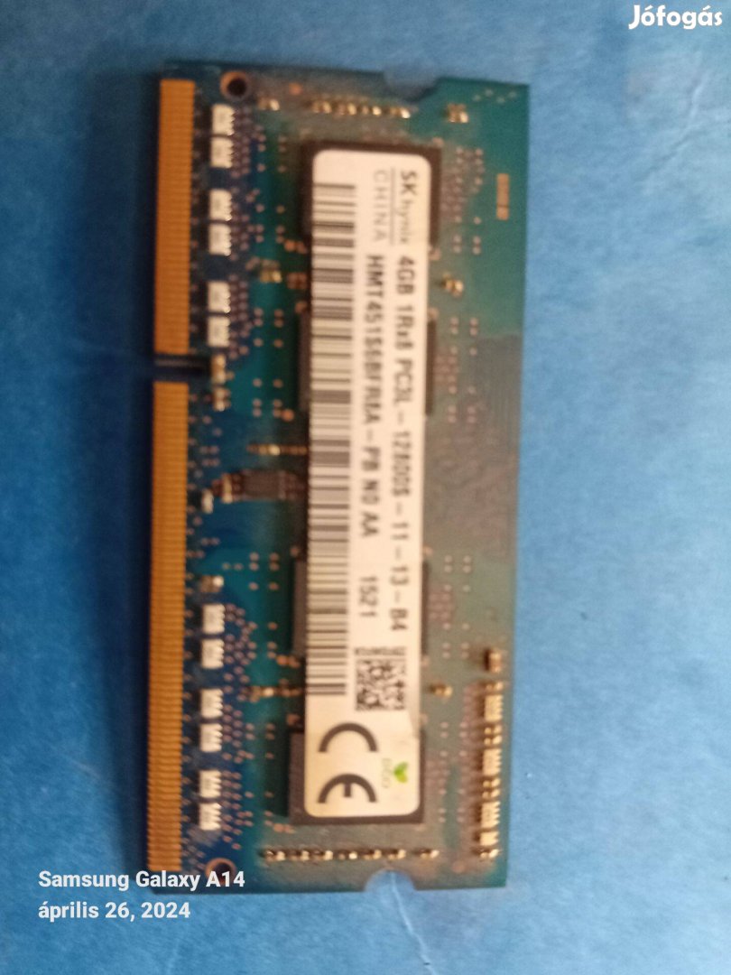2db Laptop RAM SK Hynix Sodimm, 4GB DDR3 PC3 1600 MHz (12800s)