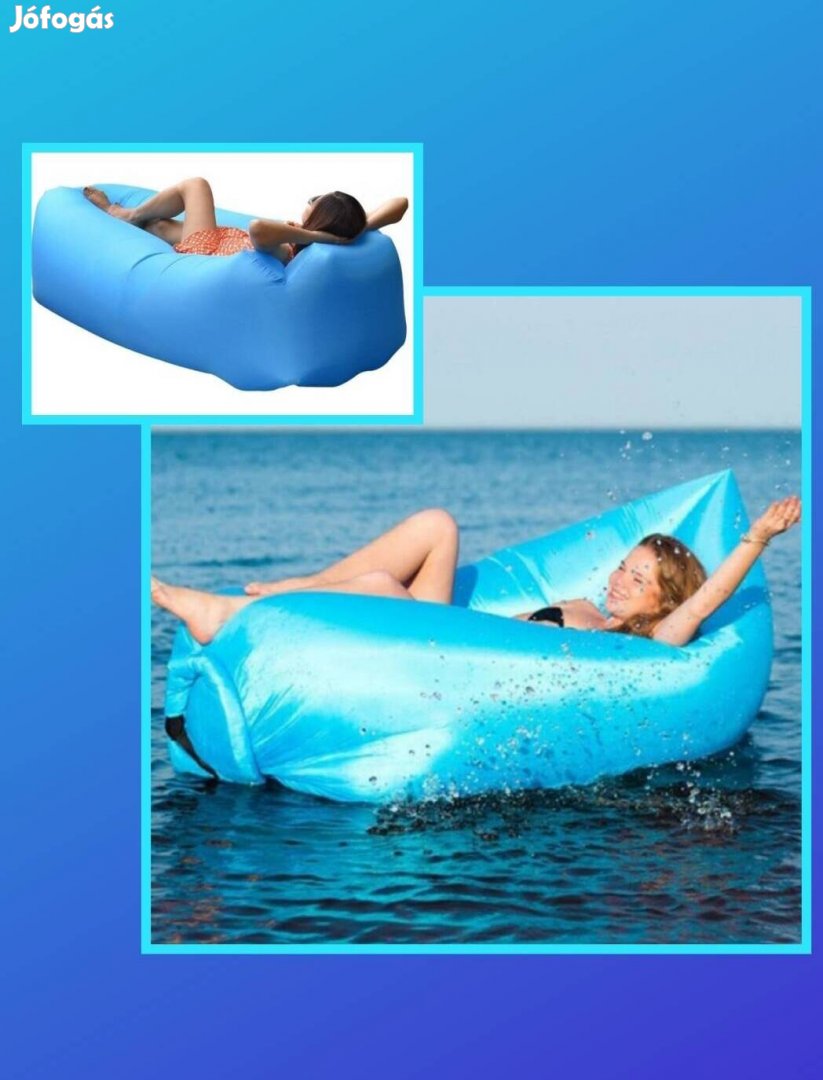 2db kemping matrac kerti strand napozó ágy felfujhato kék kanapéágy