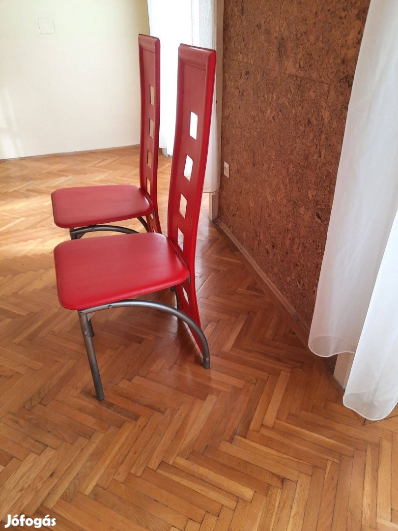 2db piros műbör szék eladó