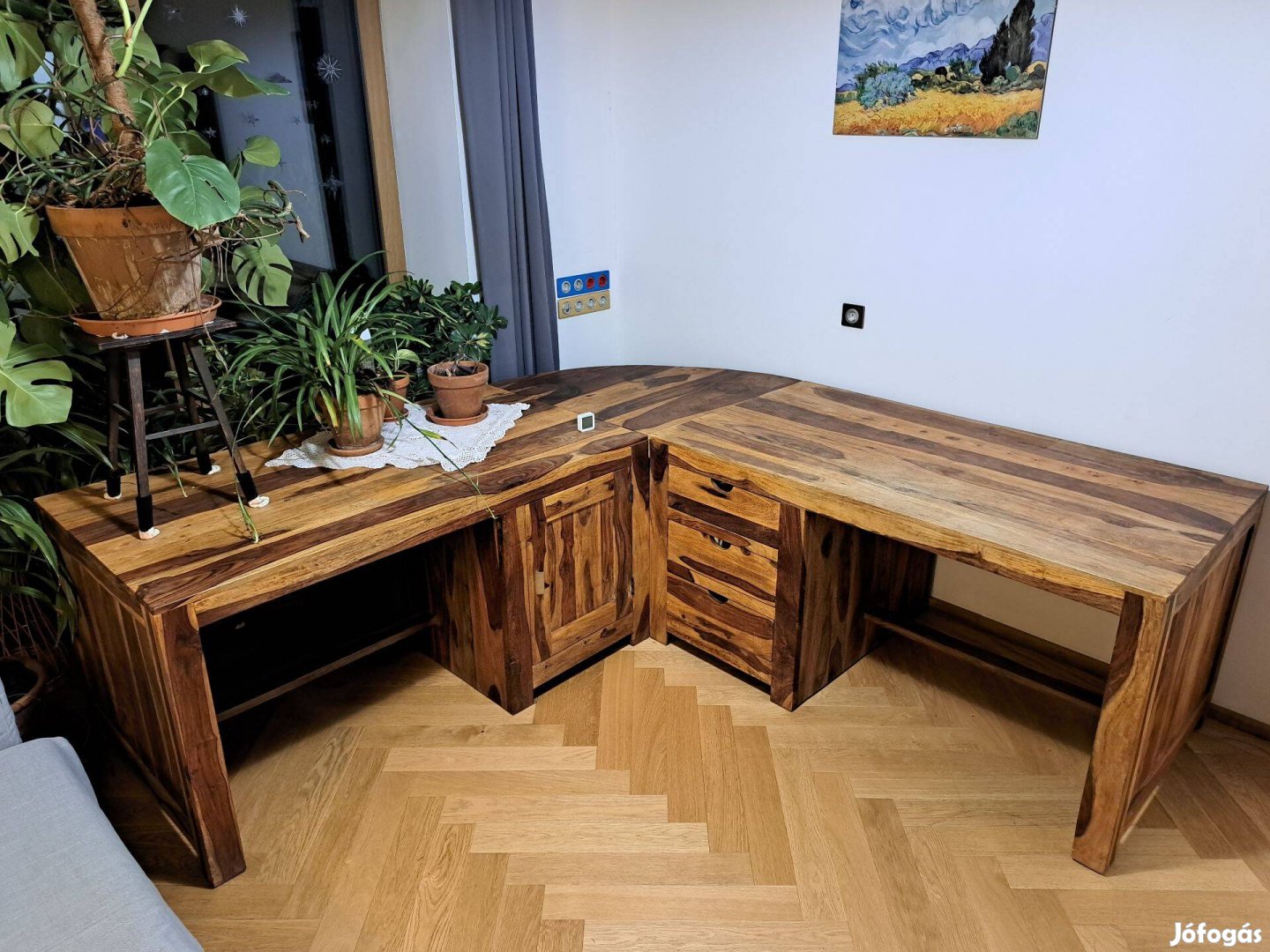 2db tömör rózsafa íróasztal