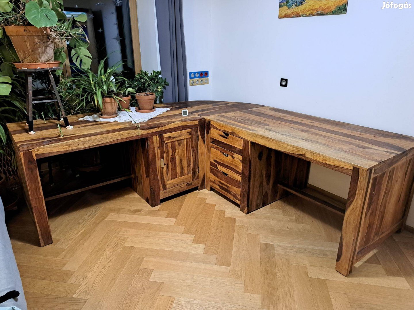 2db tömör rózsafa íróasztal