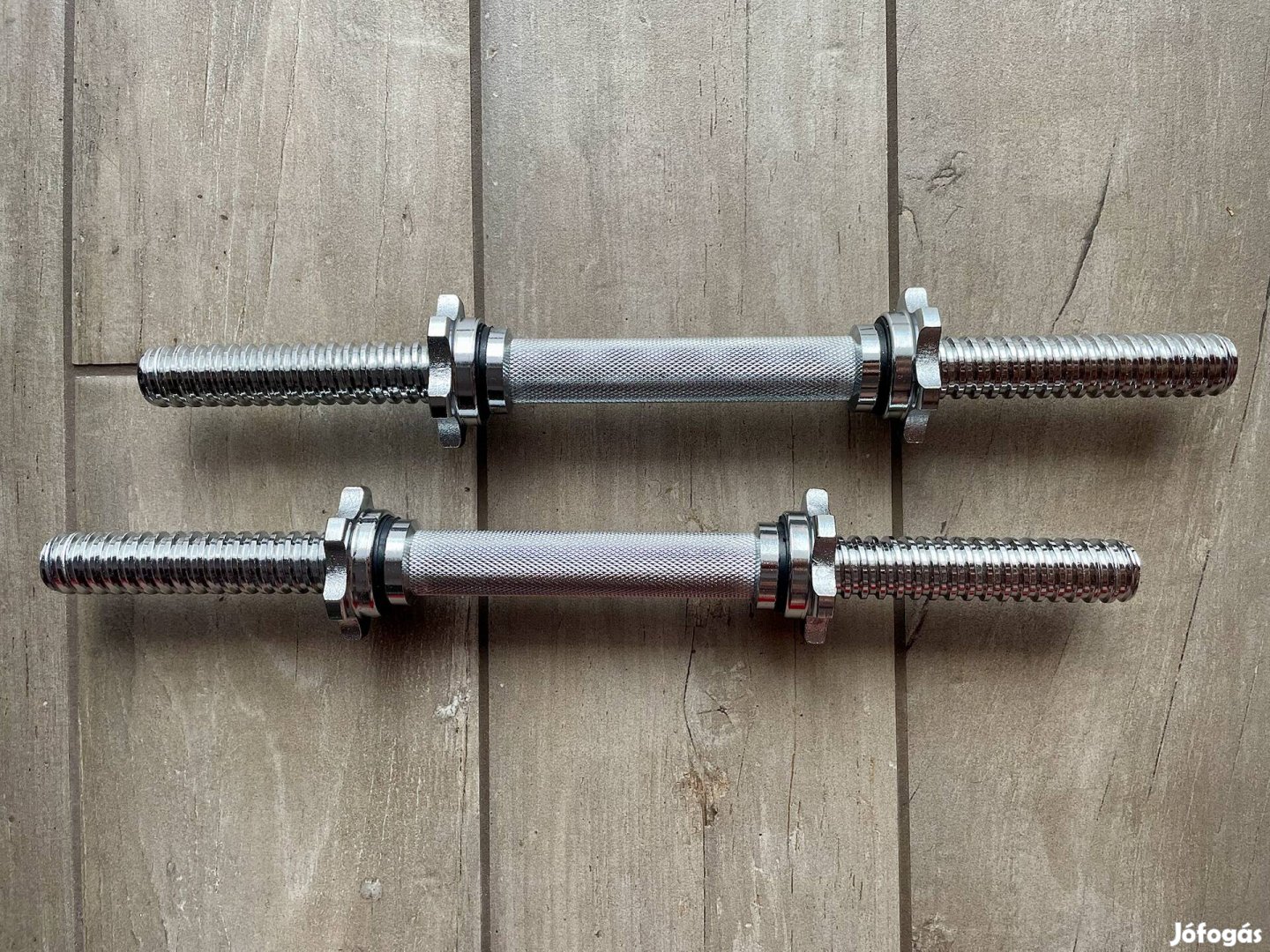 2db új 40cm-es egykezes súlyzó rúd 25mm króm szorítokkal