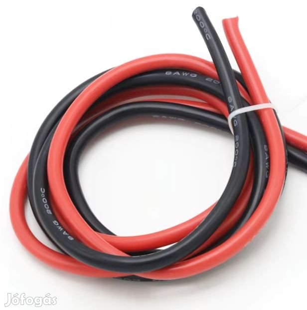 2x1m Hőálló Szilikonkábel 10AWG 6mm2 Piros és Fekete (6148)