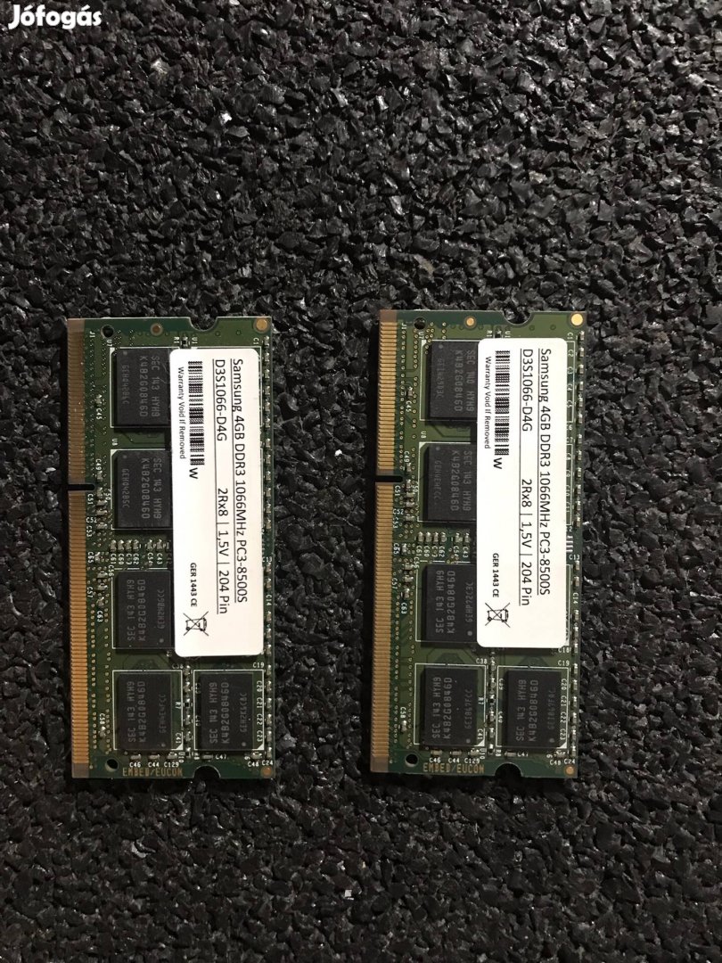 2x4GB DDR3 1066MHz laptop memória 