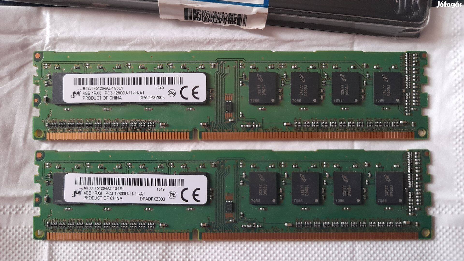 2x4gb DDR3 1600Mhz-es asztali gép memória