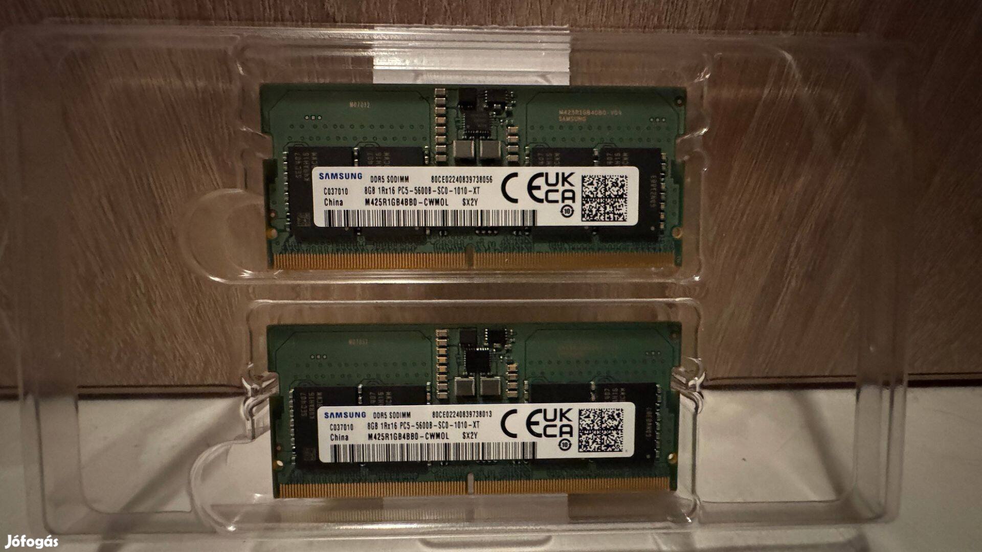 2x8GB Samsung DDR5 4800mhz, laptop memória