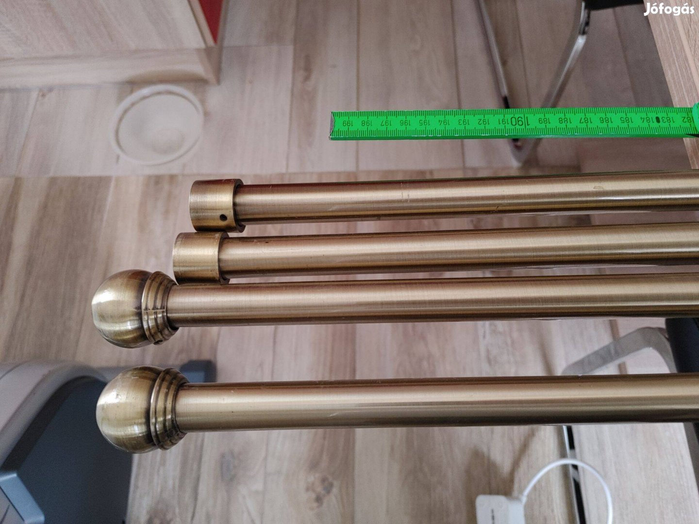 2x 2 szál 200 cm teleszkópos vitrázs pálca, fém (antik-réz)