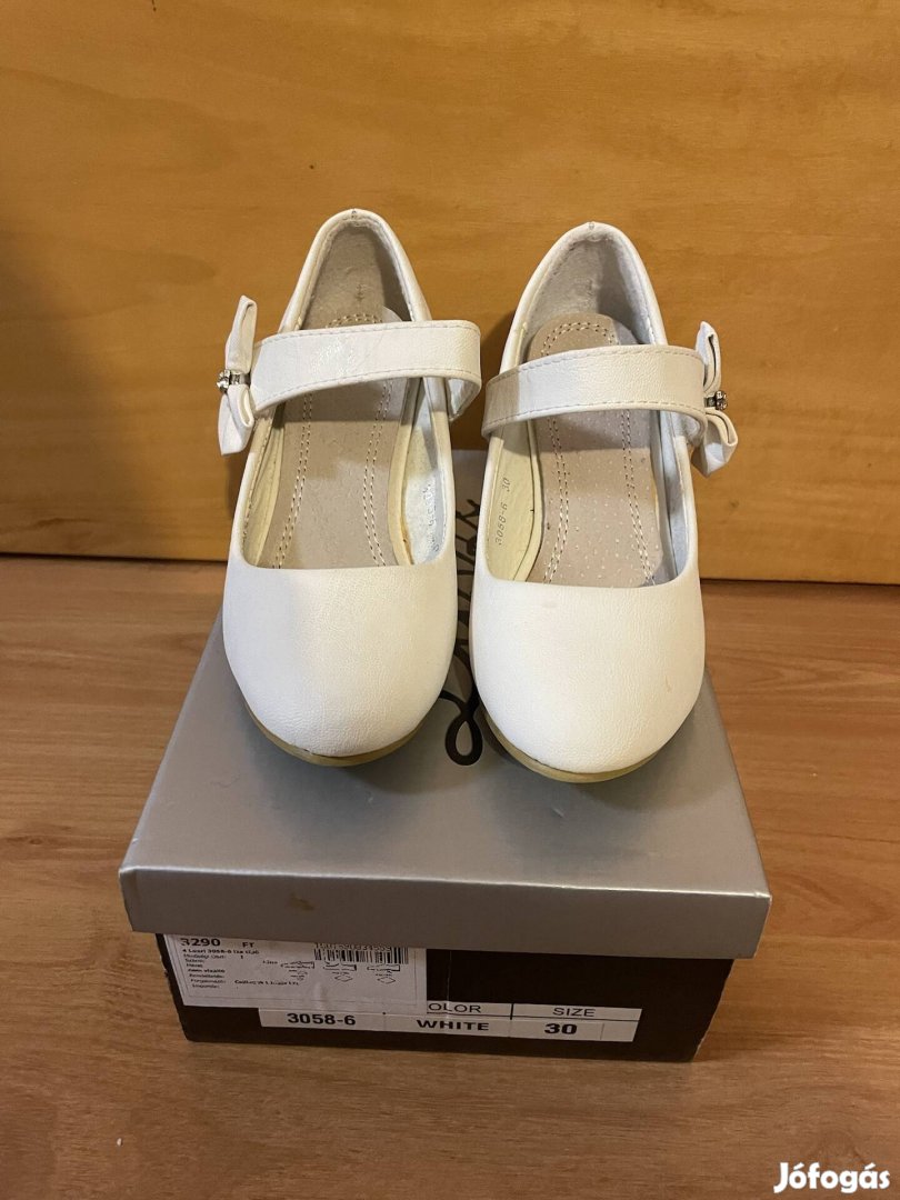30-as kislány fehér magas sarkú alkalmi cipő eladó 30