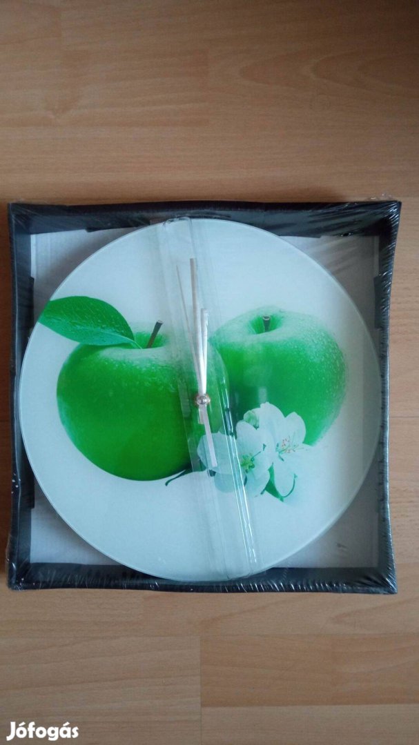 30 cm átm zöld alma mintás fali óra bontatlan 1800 Ft