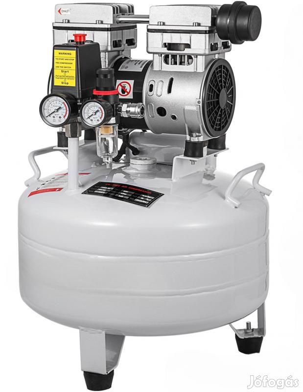 30 literes 850 W-os csendes olajmentes légkompresszor