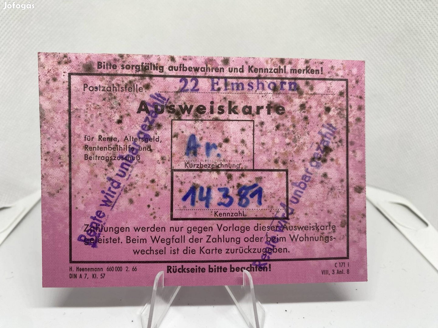 30as évekbeli német személyi igazolvány kártya