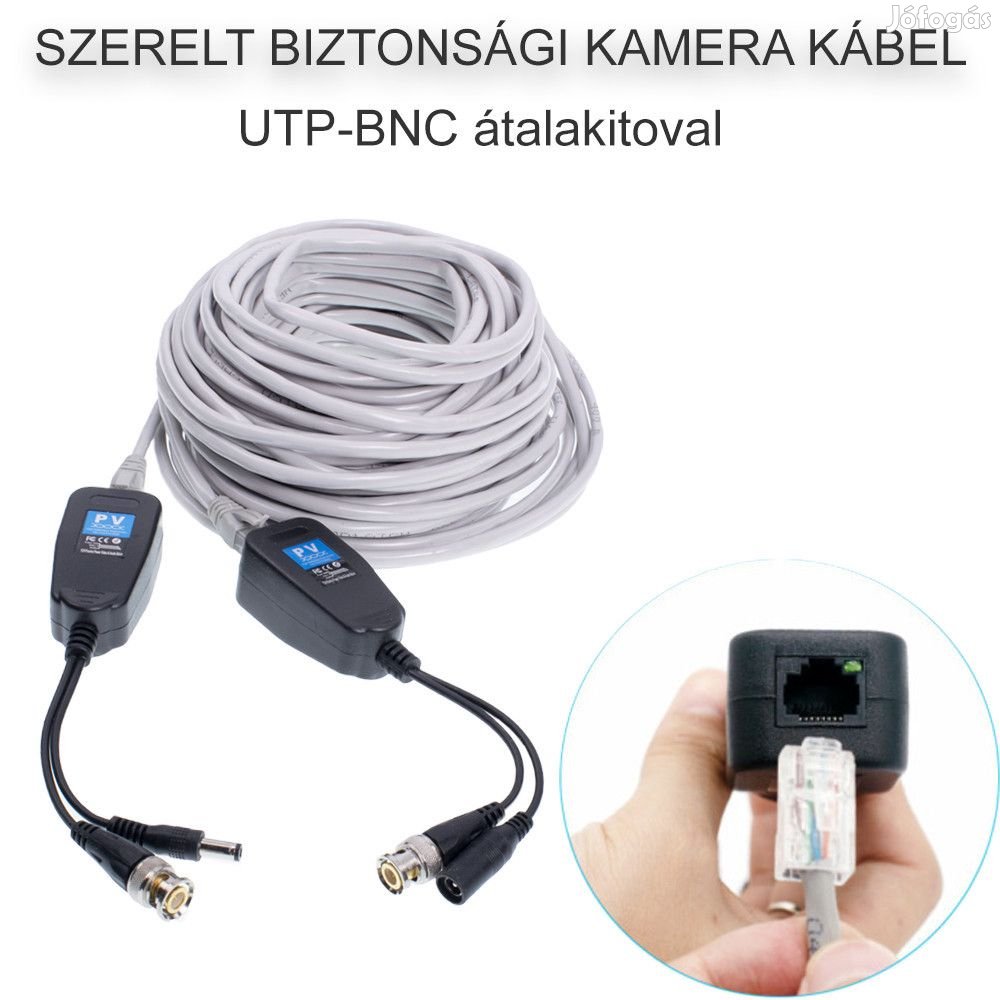 30m-es 5Mp szerelt analog AHD/CVI/TVI biztonsági UTP kábel + RJ45 UTP