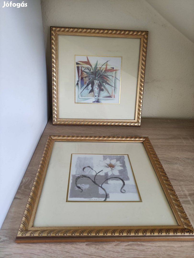 31x31 cm-es fali kép 2 db aranyozott kerettel hibátlan