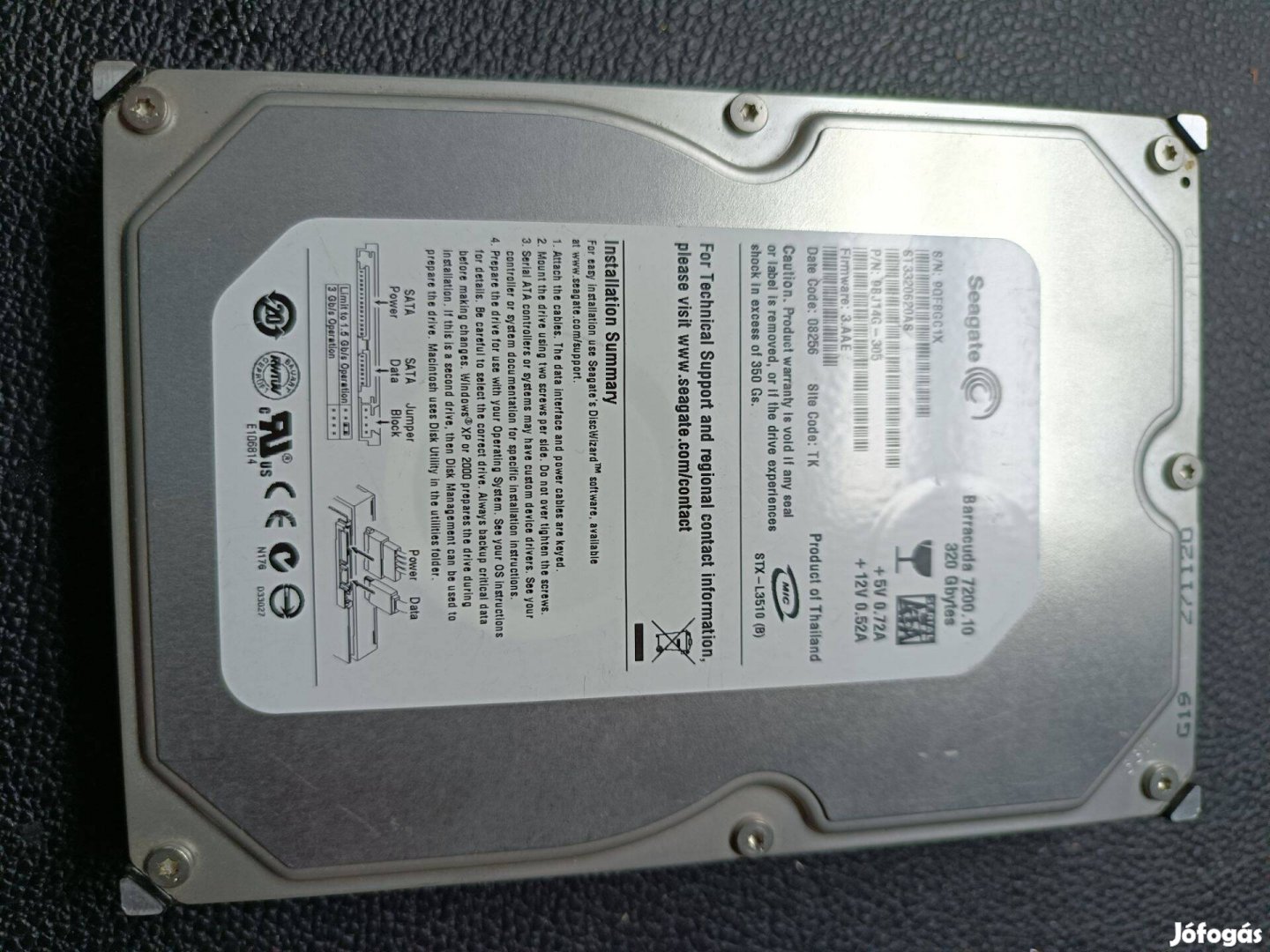 320 GB HDD 3.5" merevlemez eladó