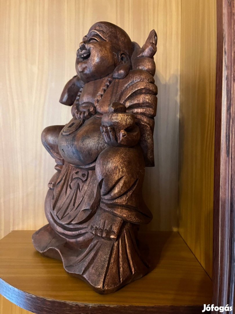 32 cm-es tömör fa buddha szobor