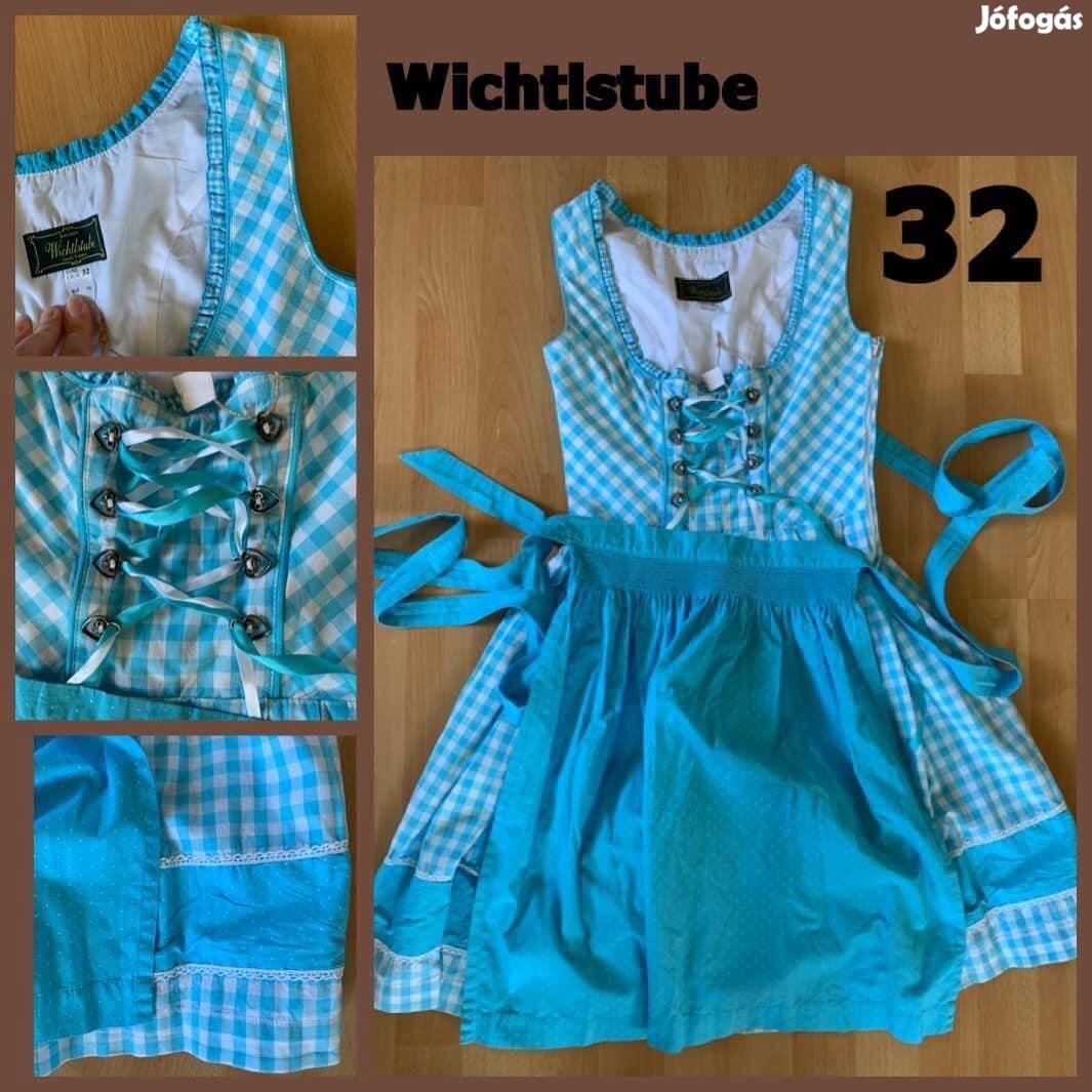 32-es világoskék kockás Dirndl ruha /Wichtlstube/