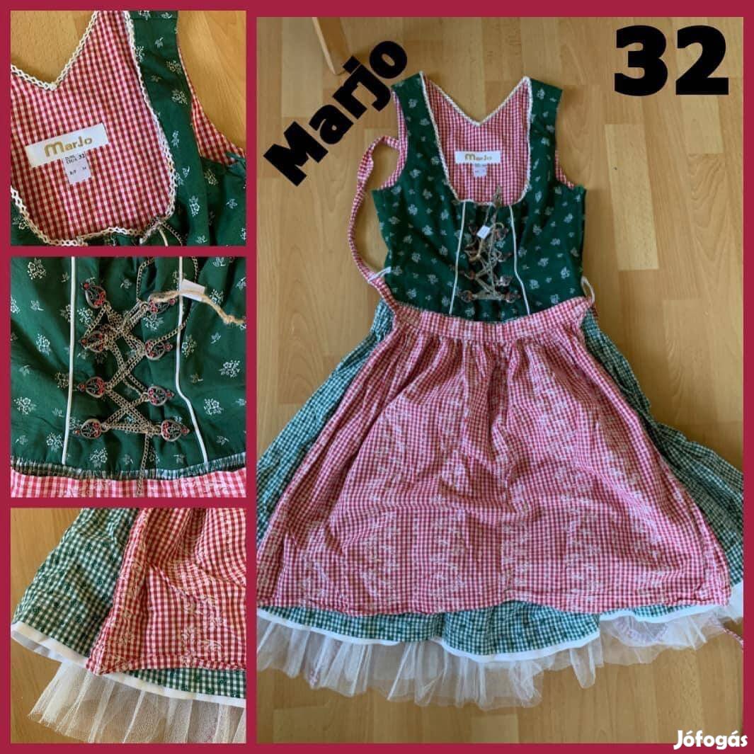 32-es zöld-piros kockás Dirndl ruha /Marjo/