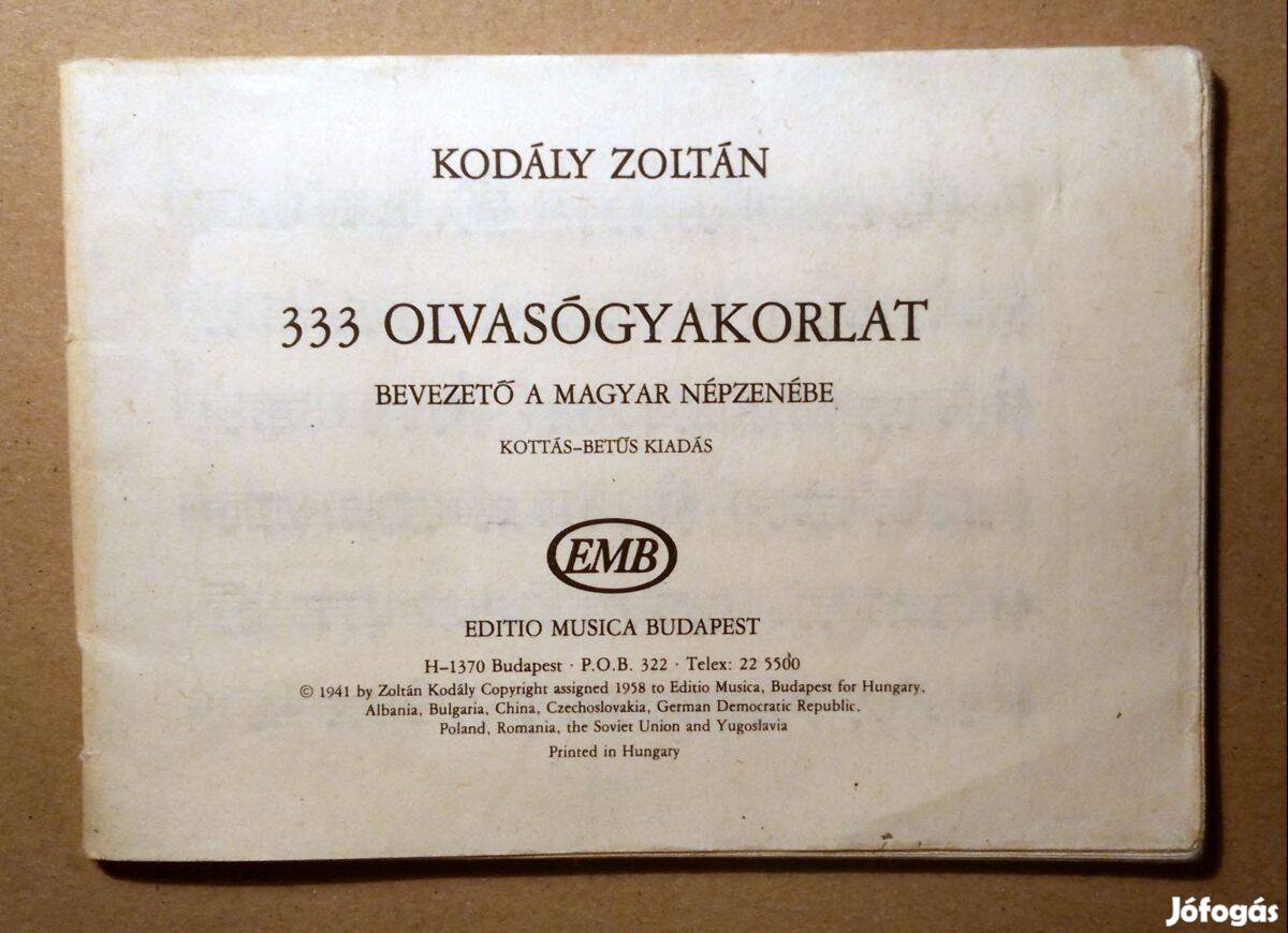 333 Olvasógyakorlat (Kodály Zoltán) kb.1985 (borítóhiányos)