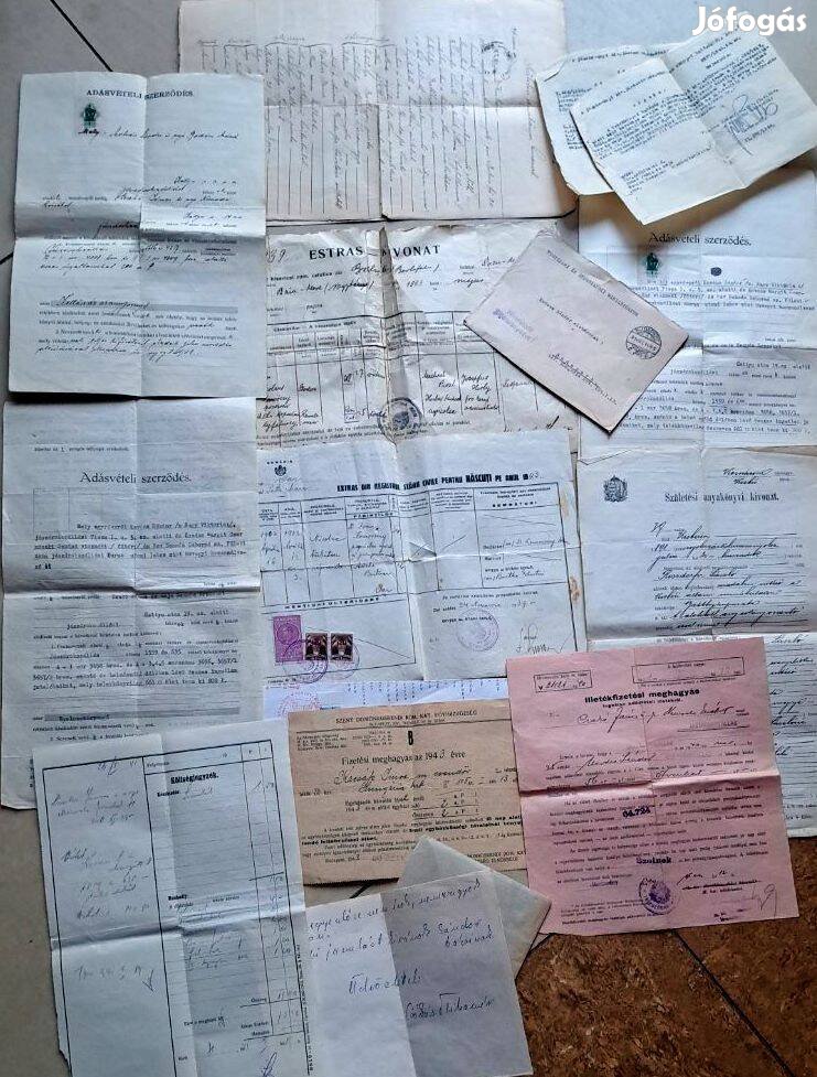 33db régi irat hagyaték, kivnatok ,