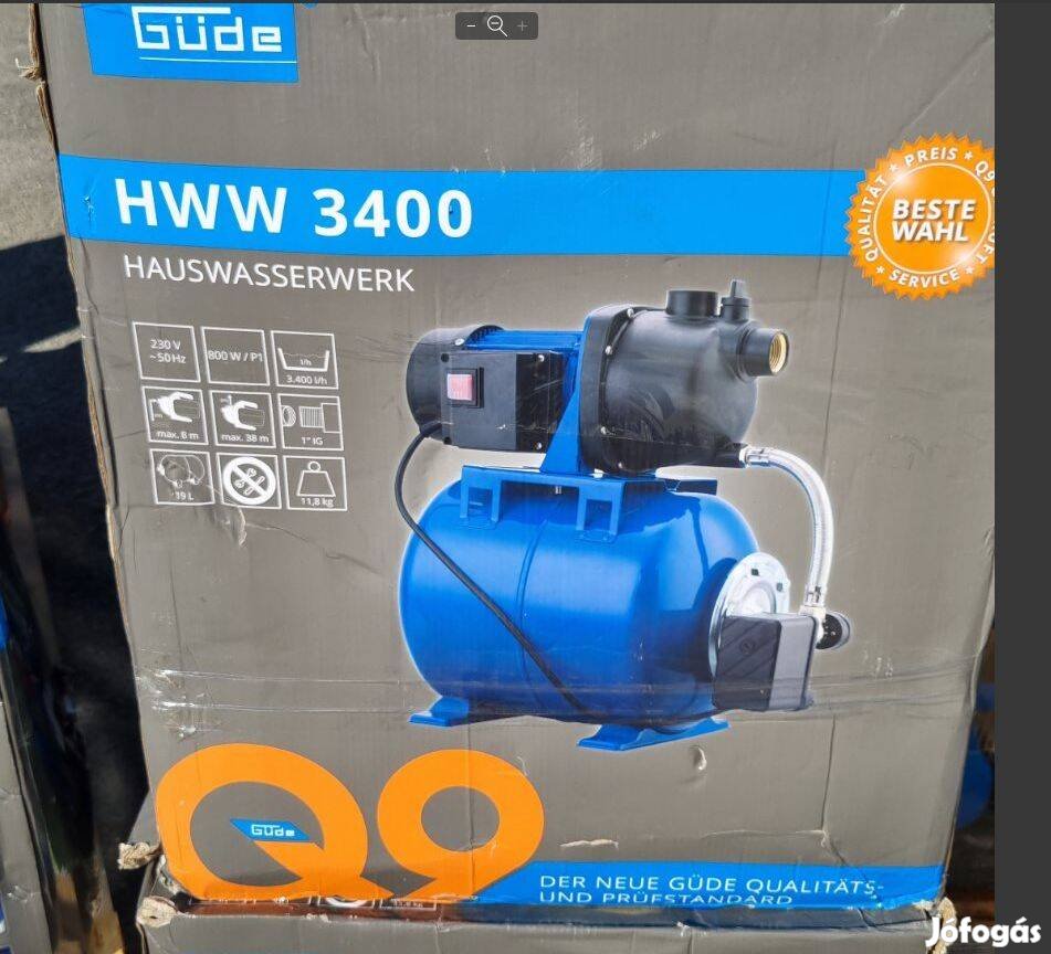 3400liter/h teljesítménnyel házi vízmű 800W-os szivattyúval, hidrofor