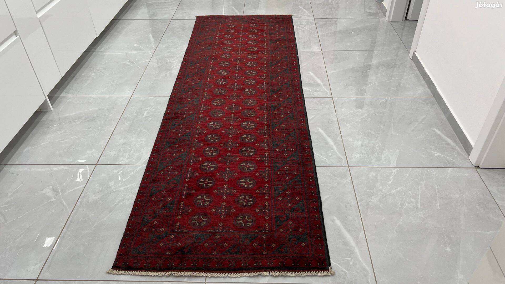 3462 Afghan Bokhara Kézi Gyapjú Perzsa Futó Szőnyeg 80X247CM Ingyen Fu