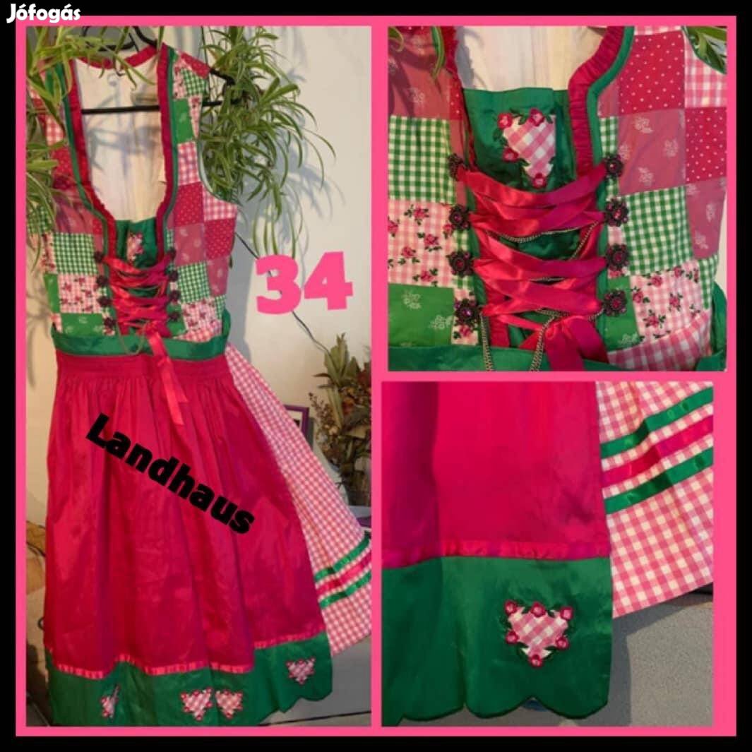 34-es Dirndl ruha pink-zöld színben /Landhaus/