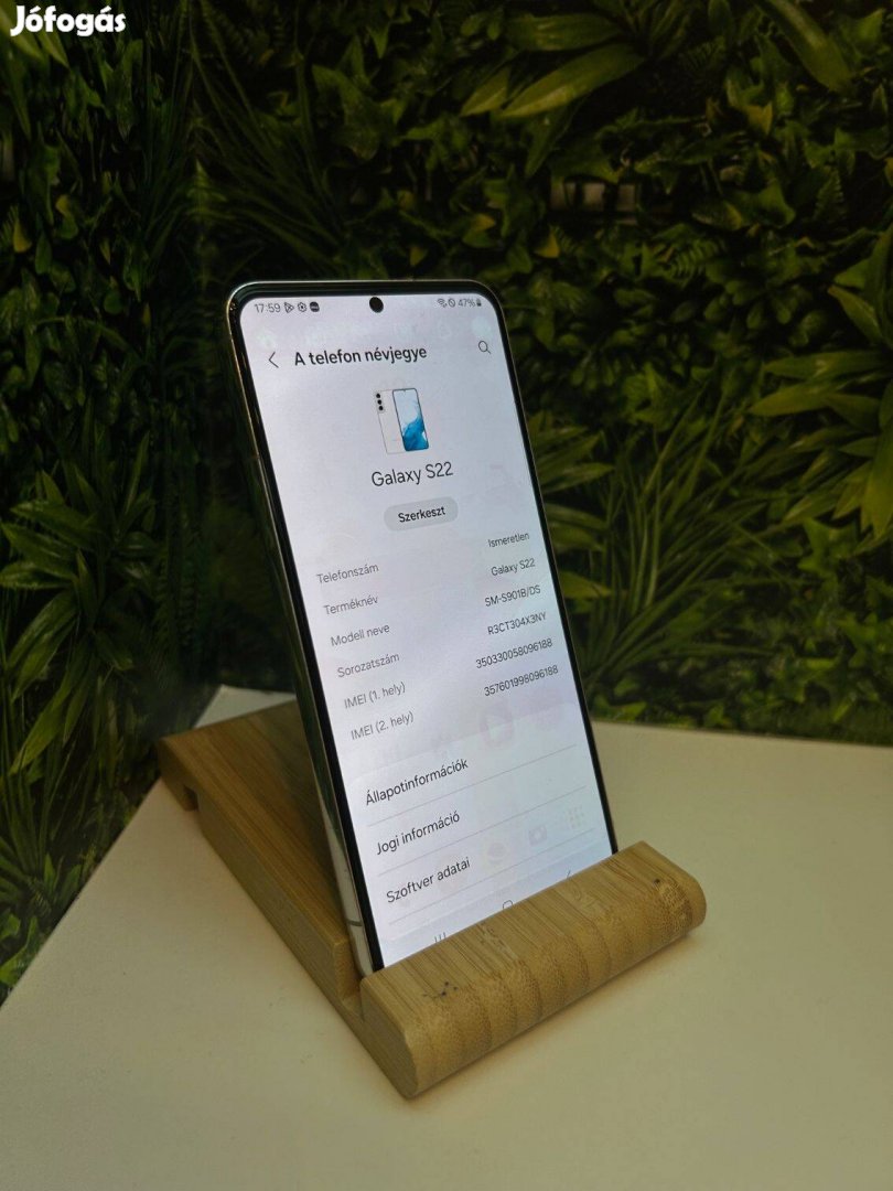 35 Eladó Samsung Galaxy S22, 8/128GB, fehér, 1 év garanciával!