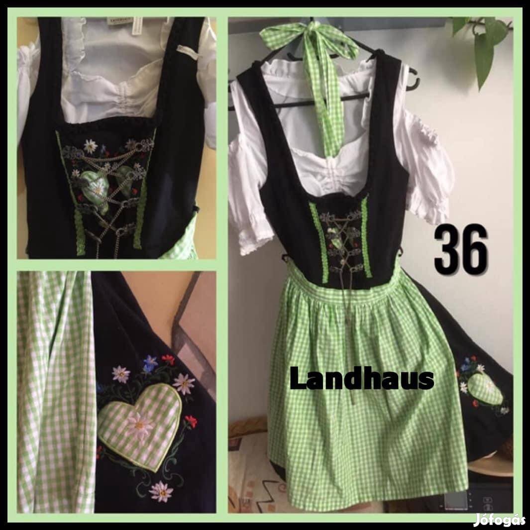 36-os Dirndl ruha blúzzal fekete-zöld /Landhaus/