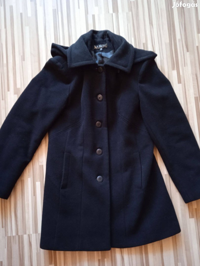 36-os fekete, női, szövetkabát